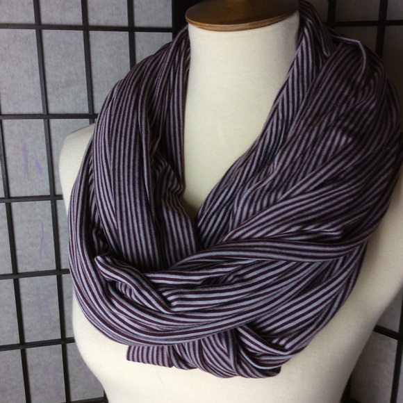 Grape and Gray Striped Infinity Scarf! - Picture 3 of 3